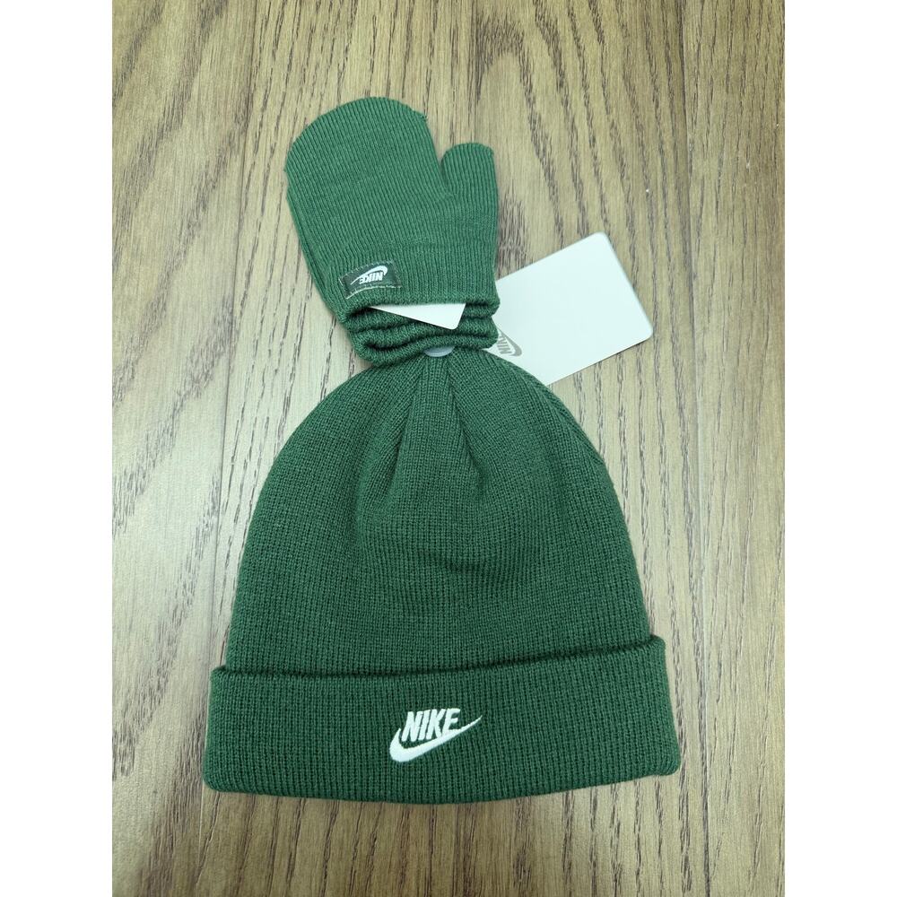 Nike Toddler Beanie & Mittens Set Green 2T-4T NWT